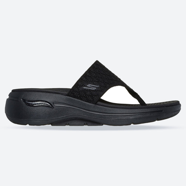 Women's Wide Fit Skechers 140803 Go Walk Arch Fit Sandals in Black - Image 1