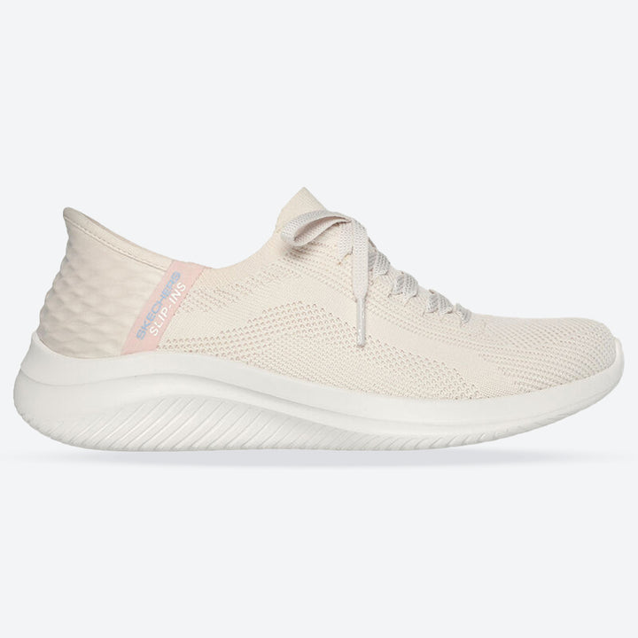 Women's Wide Fit Skechers 149710 Slip-ins Ultra Flex 3.0 Brilliant Trainers - Natural in Natural - Image 1