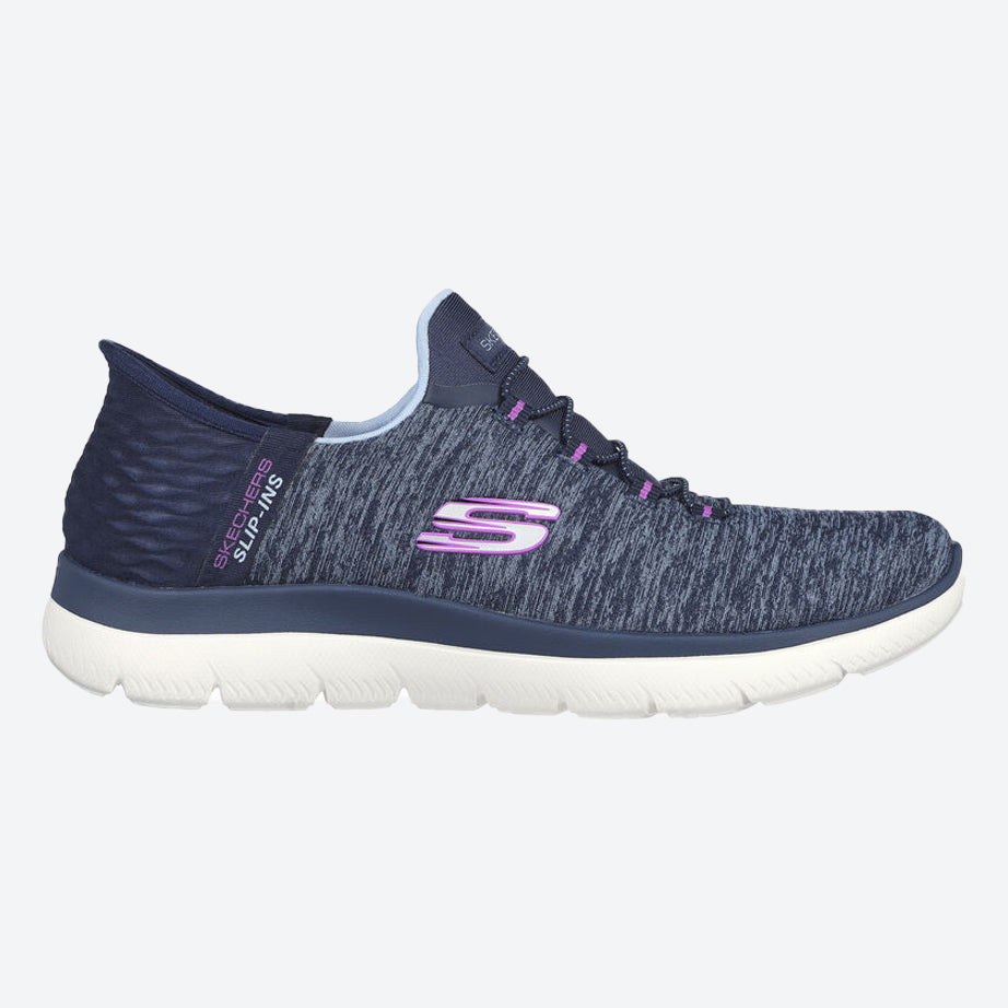 Women's Wide Fit Skechers 149937W Summits Dazzling Haze Vegan Trainers in Black/Multi - Image 8