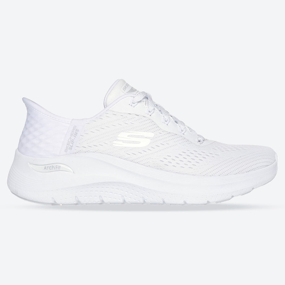 Women's Wide Fit Skechers 150066 Slip-ins Arch Fit 2.0 Easy Chic Trainers in Natural/Pink - Image 7