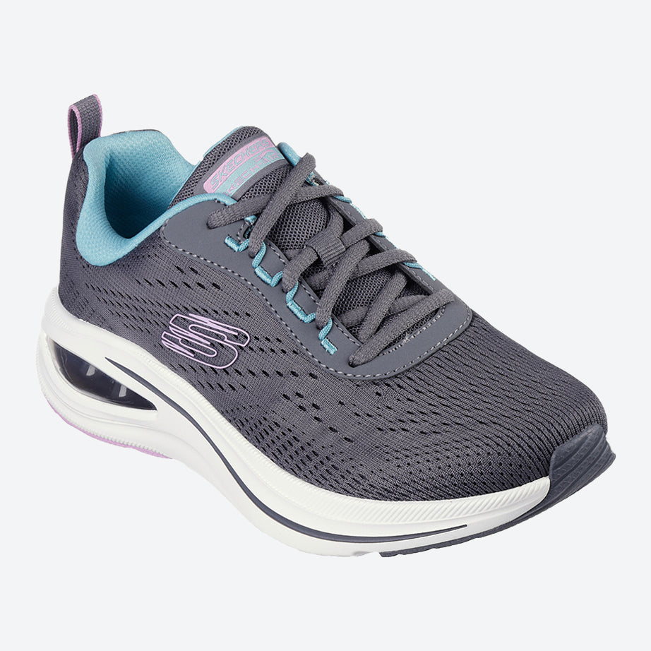 Women's Wide Fit Skechers 150131 Skech Air Meta - Aired Out Trainers in Charcoal/Multi - Image 7