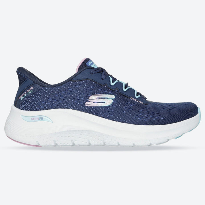 Women's Wide Fit Skechers 150333 Slip-ins Arch Fit 2.0 Fresh Space Trainers in Black/Multi - Image 1