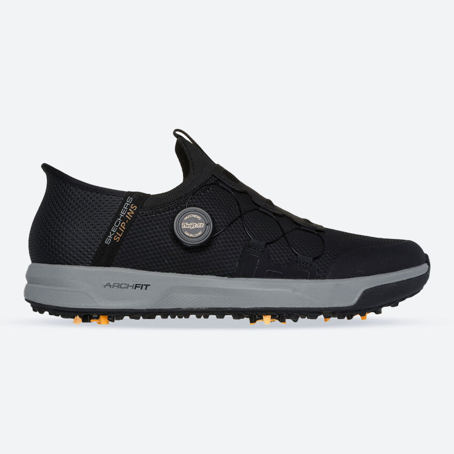 Men's Wide Fit Skechers 214076 Slip-ins Go Golf Elite Vortex Trainers in Black/Grey - Image 1