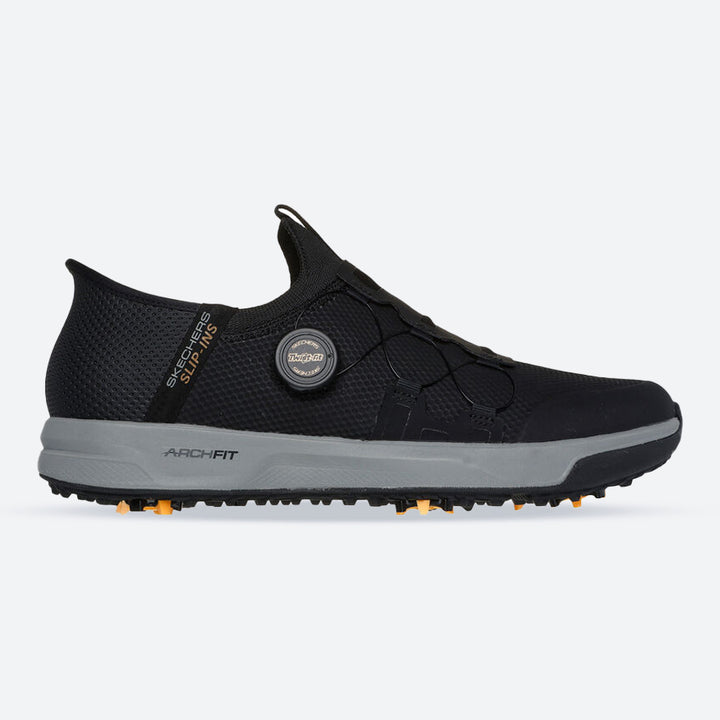 Men's Wide Fit Skechers 214076 Slip-ins Go Golf Elite Vortex Trainers in Black/Grey - Image 1