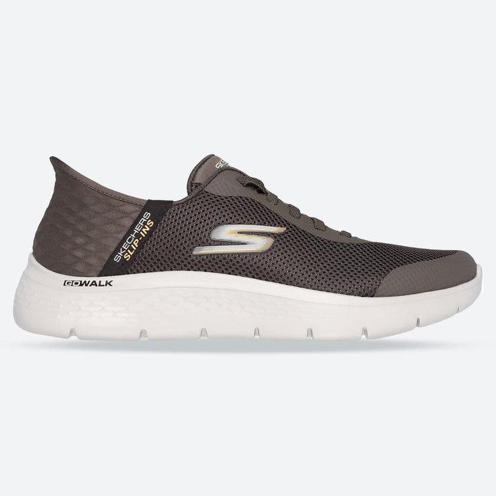 Men's Wide Fit Skechers 216324 Slip-ins Go Walk Flex Hands Up Trainers in Brown - Image 1