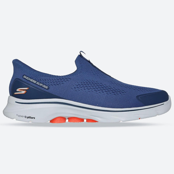 Men's Wide Fit Skechers 216553 Slip-ins Go Walk 7 Easy On Evolution Trainers in Black/Charcoal - Image 1