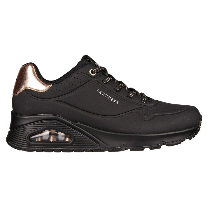 Women's Wide Fit Skechers Uno 155196W Shimmer Away Trainers in Black - Image 1