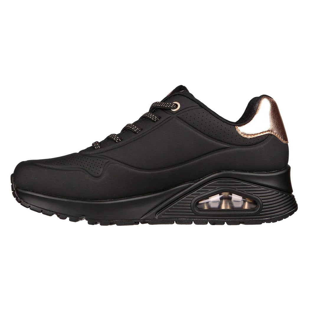 Women's Wide Fit Skechers Uno 155196W Shimmer Away Trainers in Black - Image 16
