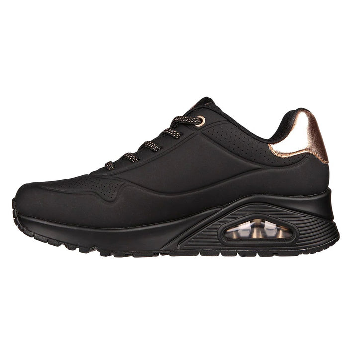 Women's Wide Fit Skechers Uno 155196W Shimmer Away Trainers in Black - Image 1