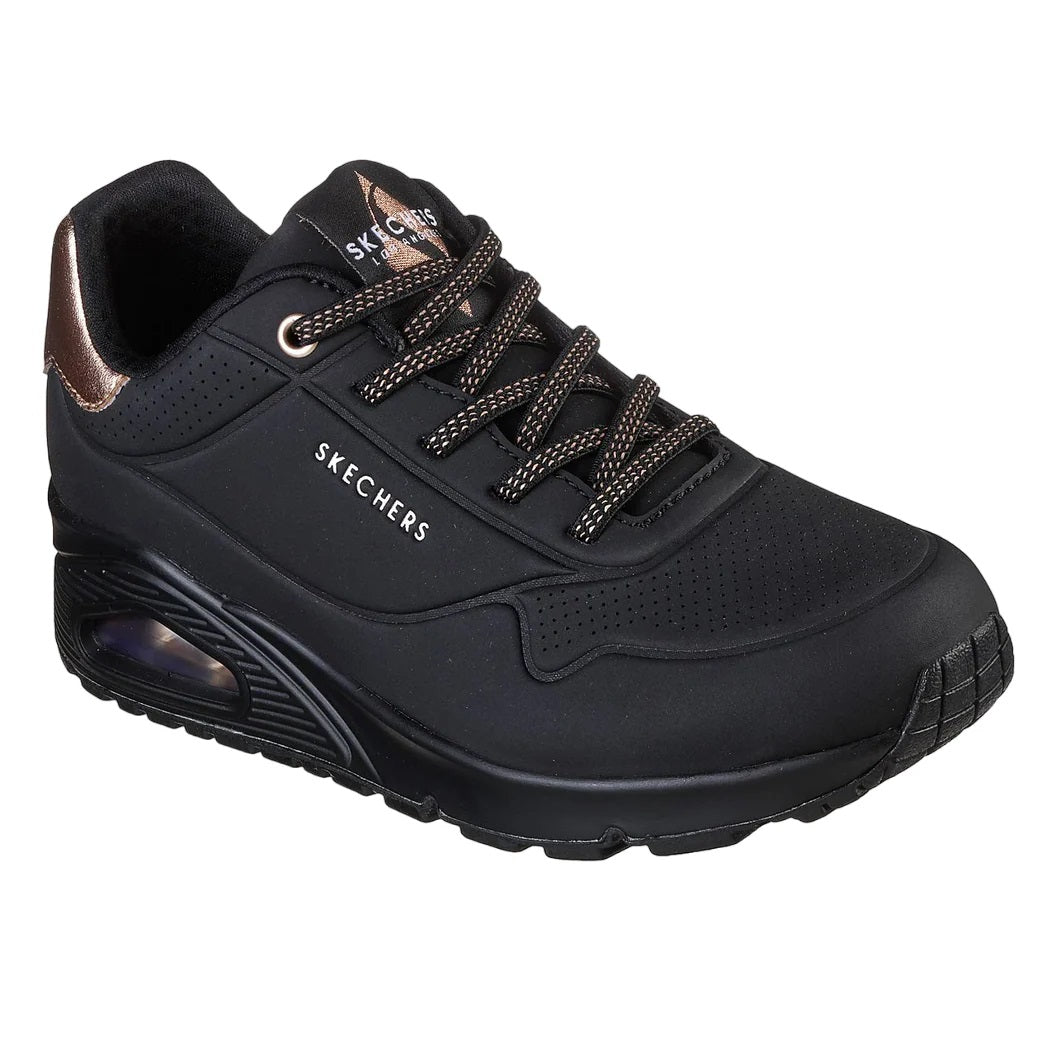 Women's Wide Fit Skechers Uno 155196W Shimmer Away Trainers in Black - Image 15