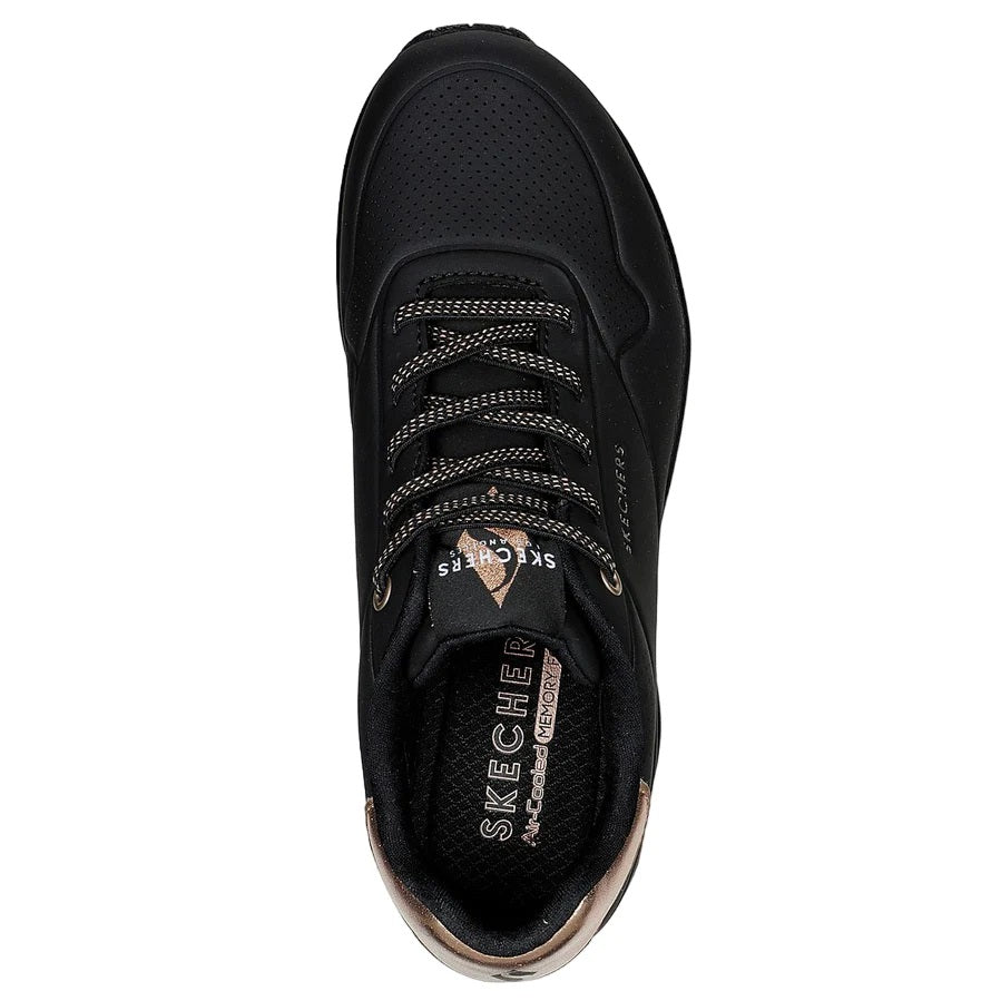Women's Wide Fit Skechers Uno 155196W Shimmer Away Trainers in Black - Image 17