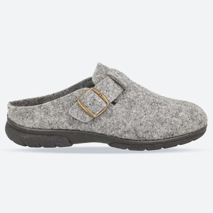 Men's Wide Fit DB Skyfall Mule Buckle Slippers in Navy Felt - Image 1