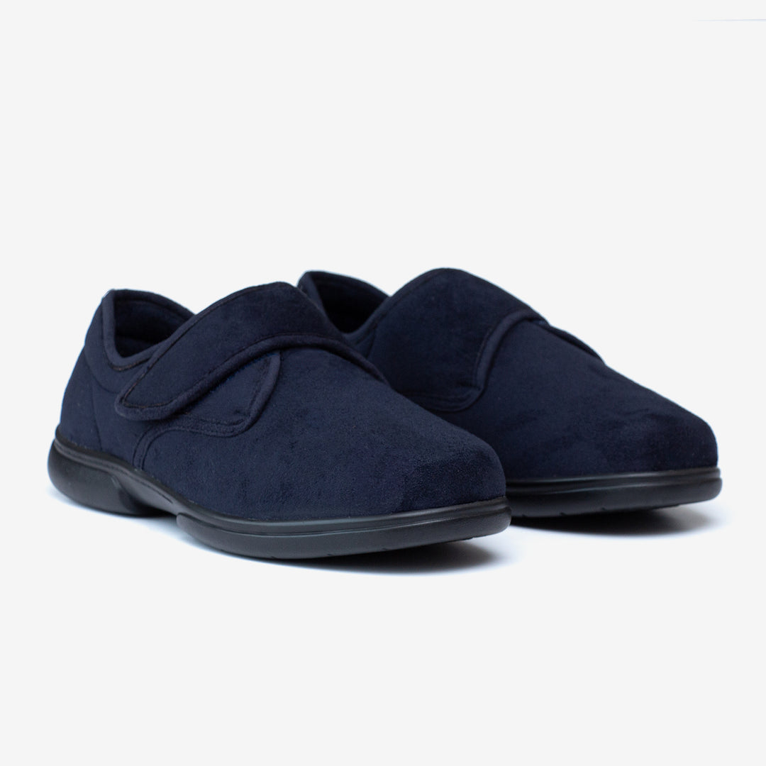 Mens Wide Fit Tredd Well Stanley Velcro Slippers in Black - Image 12