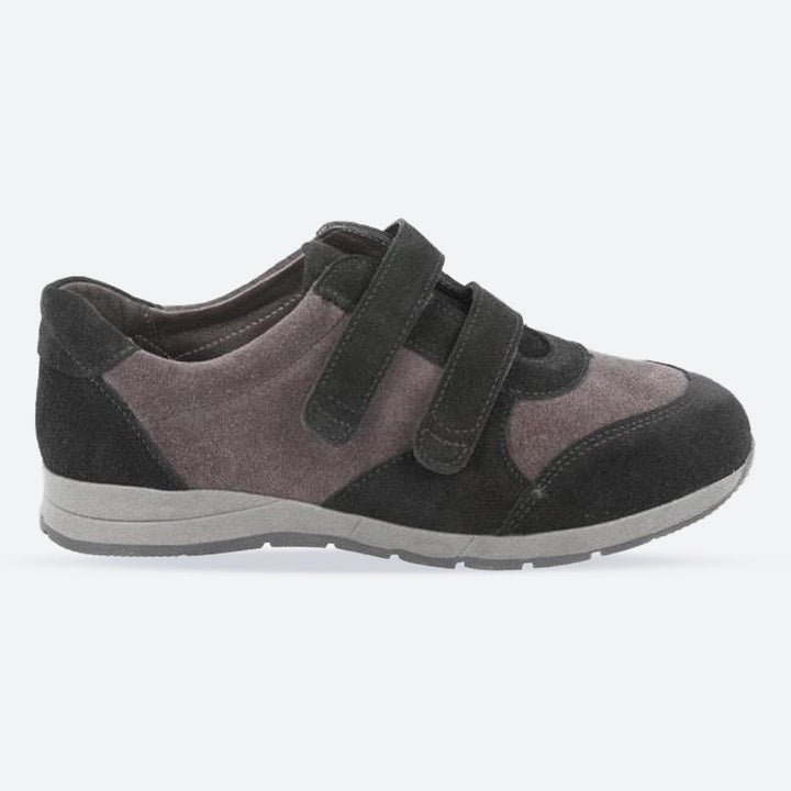 Women's Wide Fit DB Stonechat Trainers in Black / Charcoal Suede - Image 1