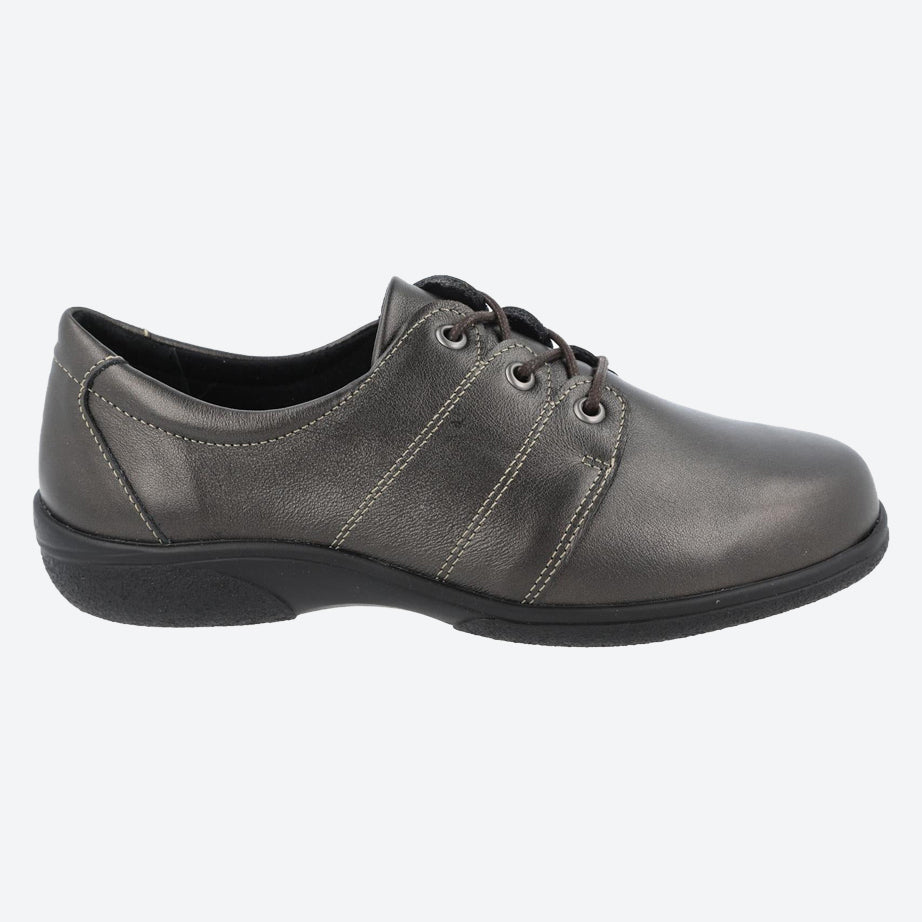 Womens Wide Fit DB Swan Shoes in Black Leather - Image 12