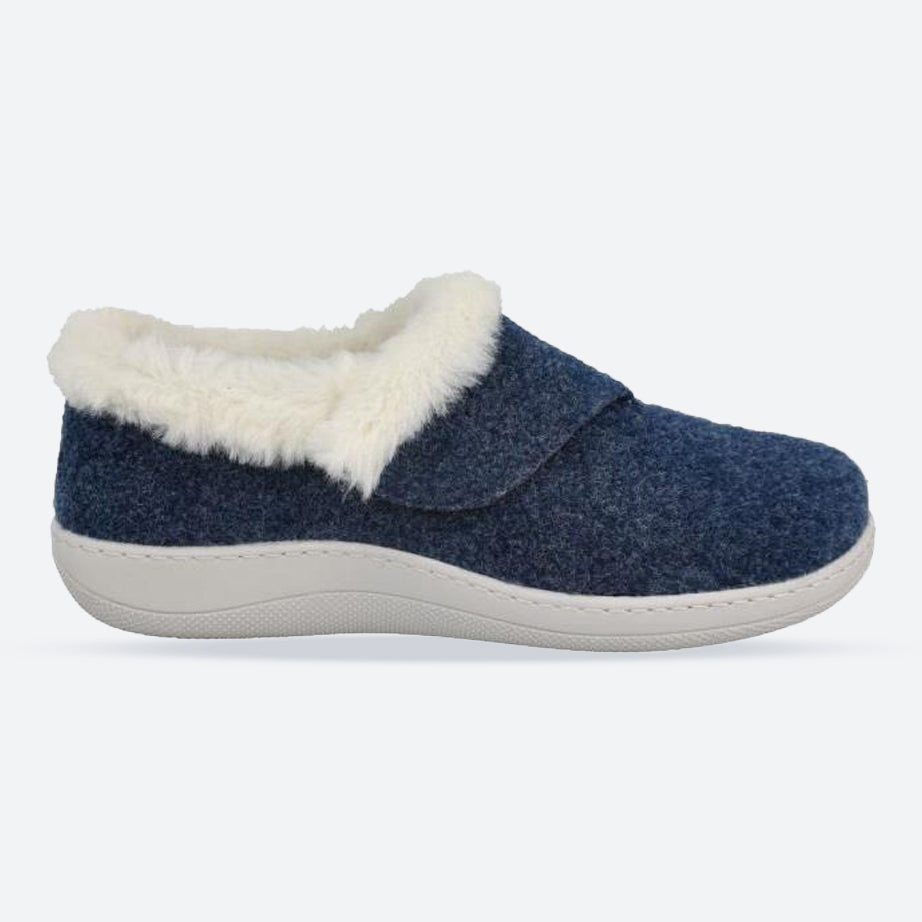 Women's Wide Fit DB Talala Slippers in Navy Felt - Image 1