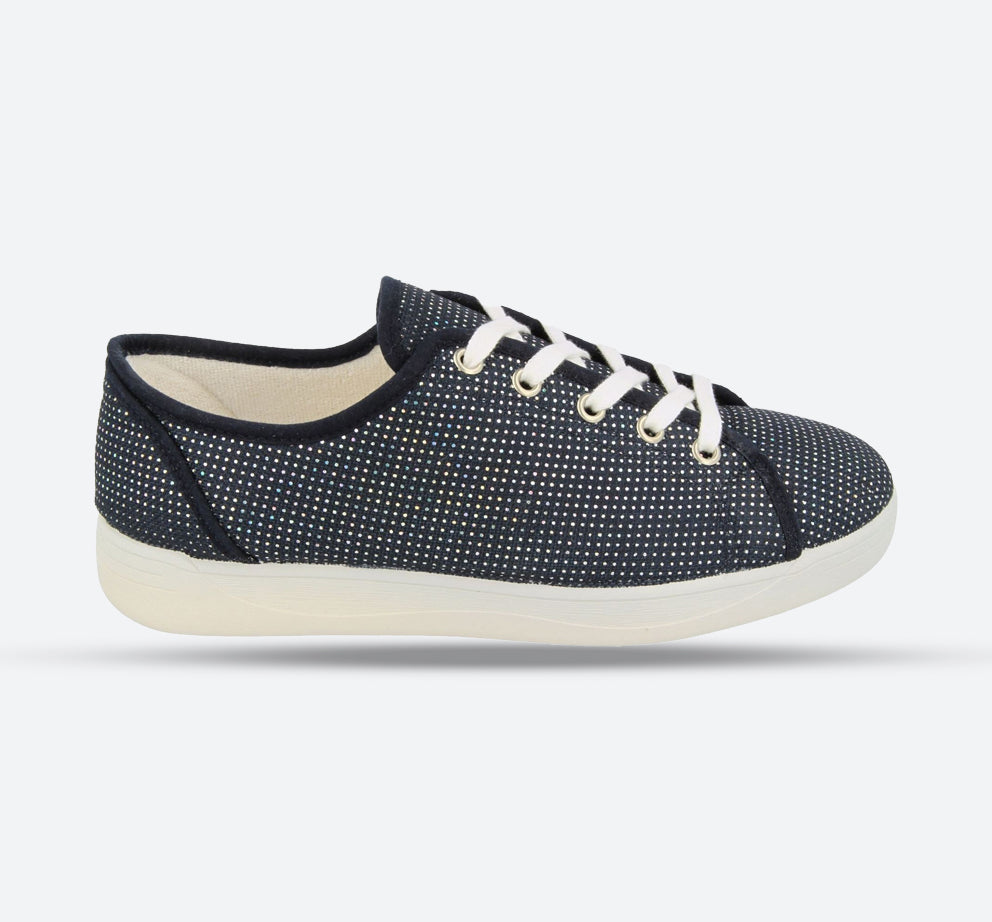 Womens Wide Fit DB Tampa Canvas Shoes in Navy - Image 1