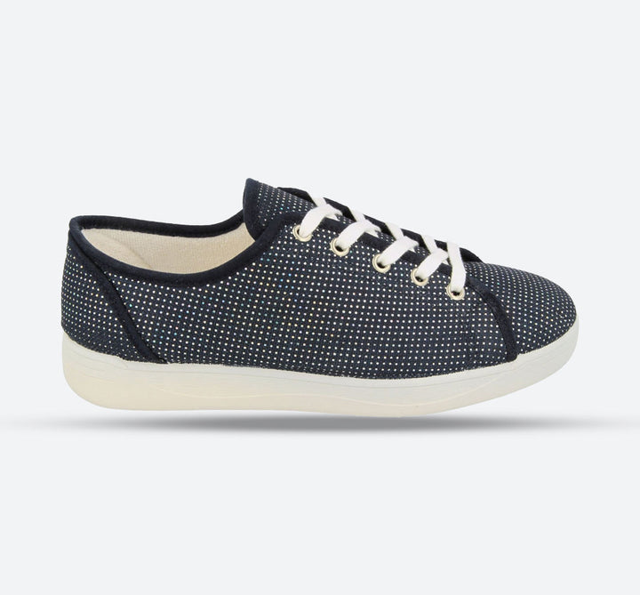 Womens Wide Fit DB Tampa Canvas Shoes in Navy - Image 1