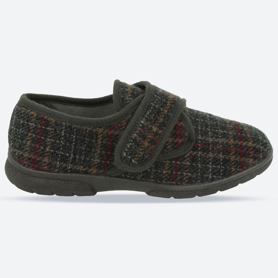 Mens Wide Fit DB Tartan Slippers in Navy Tartan - Image 16