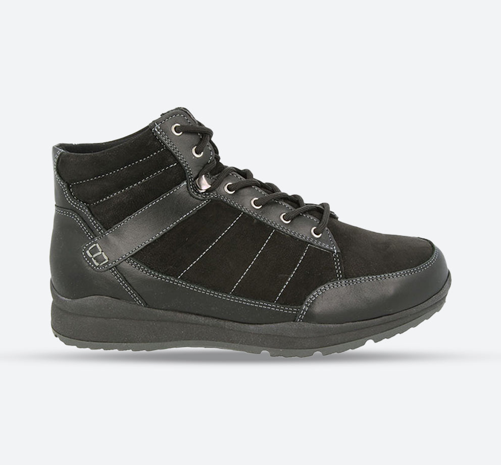 Mens Wide Fit DB Tilbrook Boots in Black Lea/Suede - Image 1