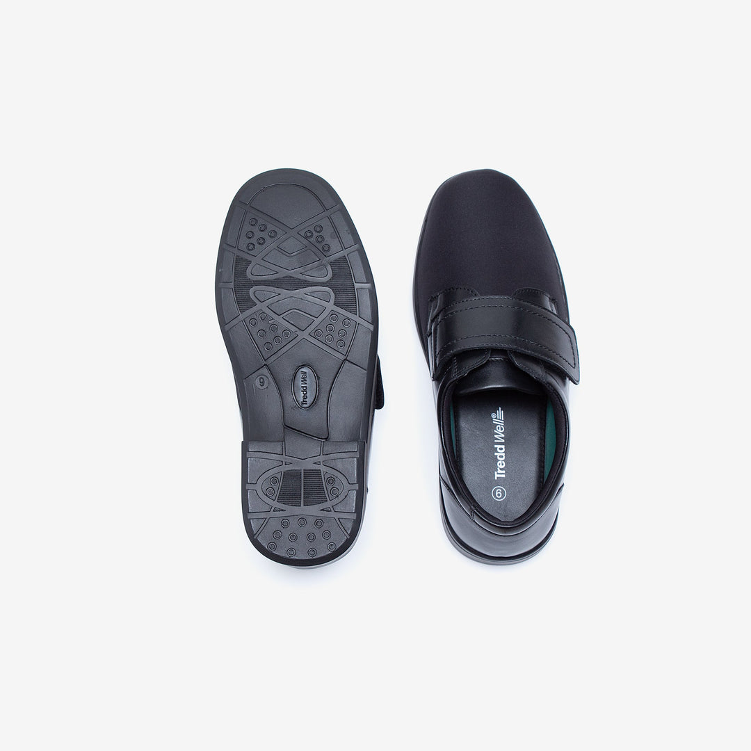 Mens Wide Fit Tredd Well Benjamin Velcro Soft Stretch Shoes - Black in Black - Image 10