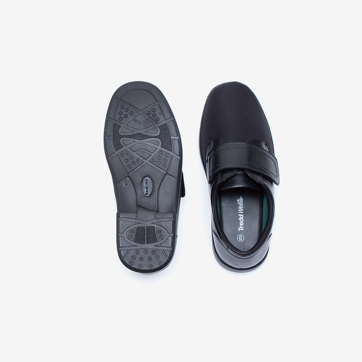 Mens Wide Fit Tredd Well Benjamin Velcro Soft Stretch Shoes - Black in Black - Image 1