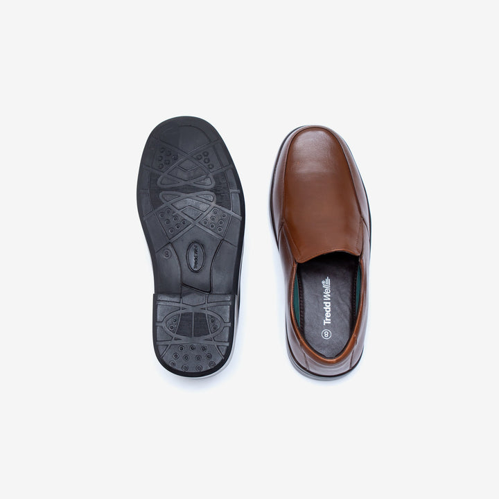 Mens Wide Fit Tredd Well Camelot Slip On Shoes - Tan in Tan - Image 1