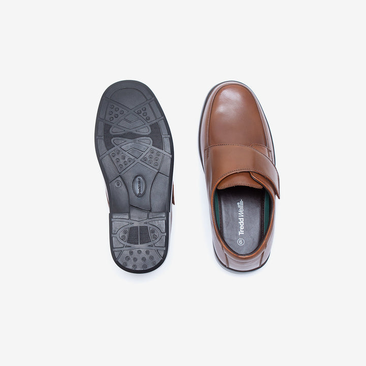 Mens Wide Fit Tredd Well York Velcro Shoes - Tan in Tan - Image 1