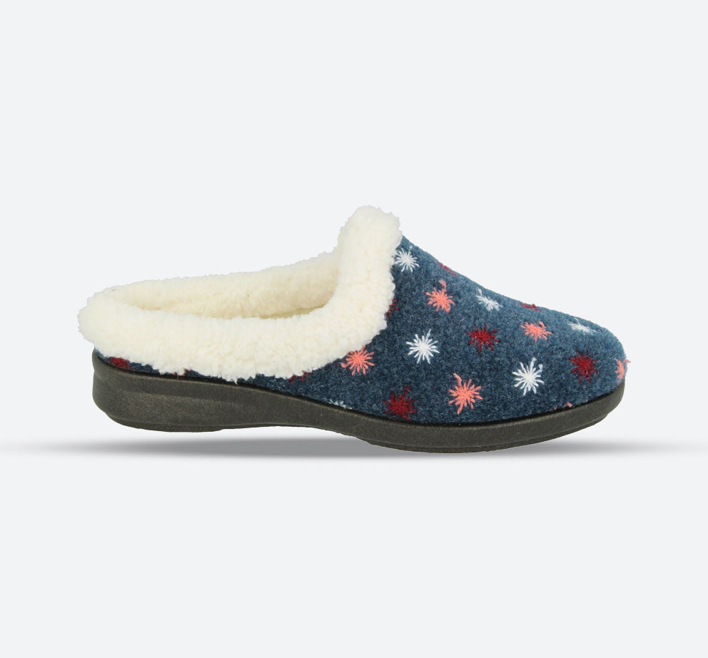 Womens Wide Fit DB Tracey Slippers in Navy - Image 1