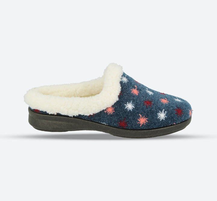 Womens Wide Fit DB Tracey Slippers in Navy - Image 1