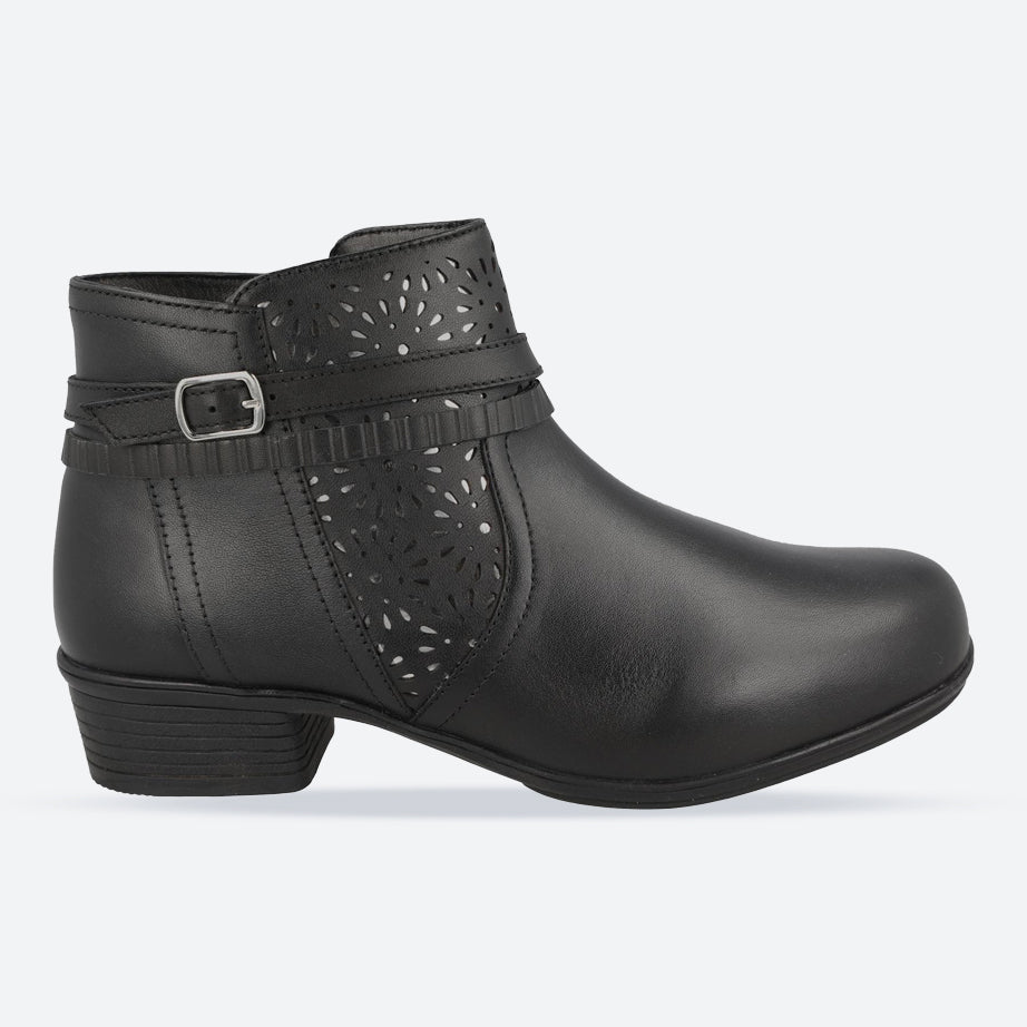 Women's Wide Fit DB Sky Boots in Black Leather - Image 1