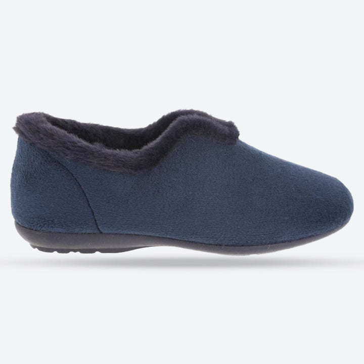 Women's Wide Fit DB Faye Slip on Slippers in Red Velour - Image 1