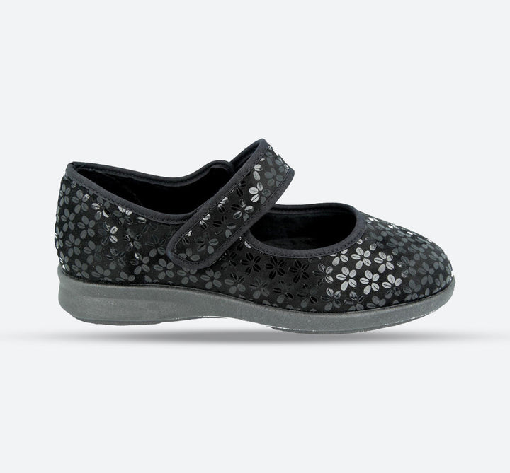 Womens Wide Fit DB Vermont Shoes in Black Stretch - Image 1
