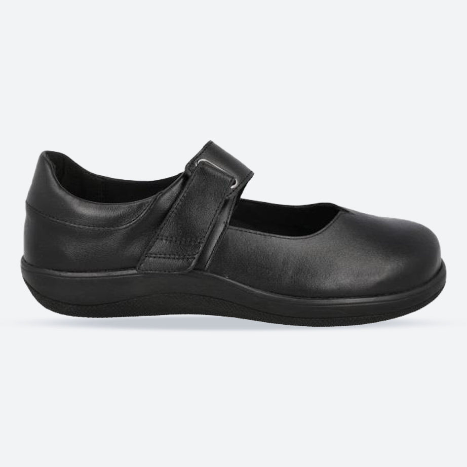 Women's Wide Fit DB Vista Shoes in Black Leather - Image 1