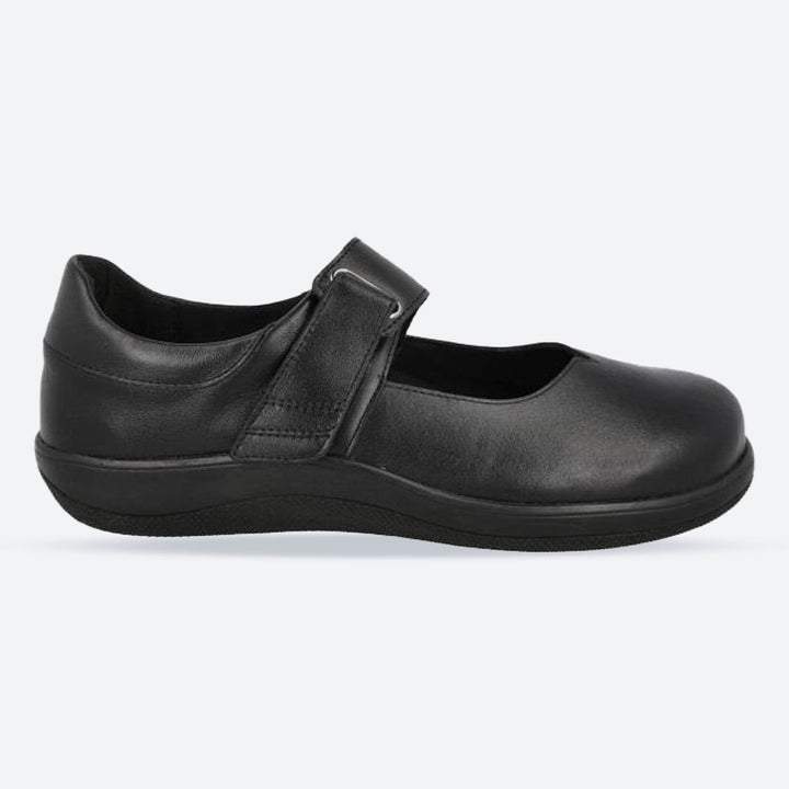 Women's Wide Fit DB Vista Shoes in Black Leather - Image 1
