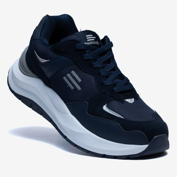 Men's Wide Fit Tredd Well Element Trainers in Navy - Image 1