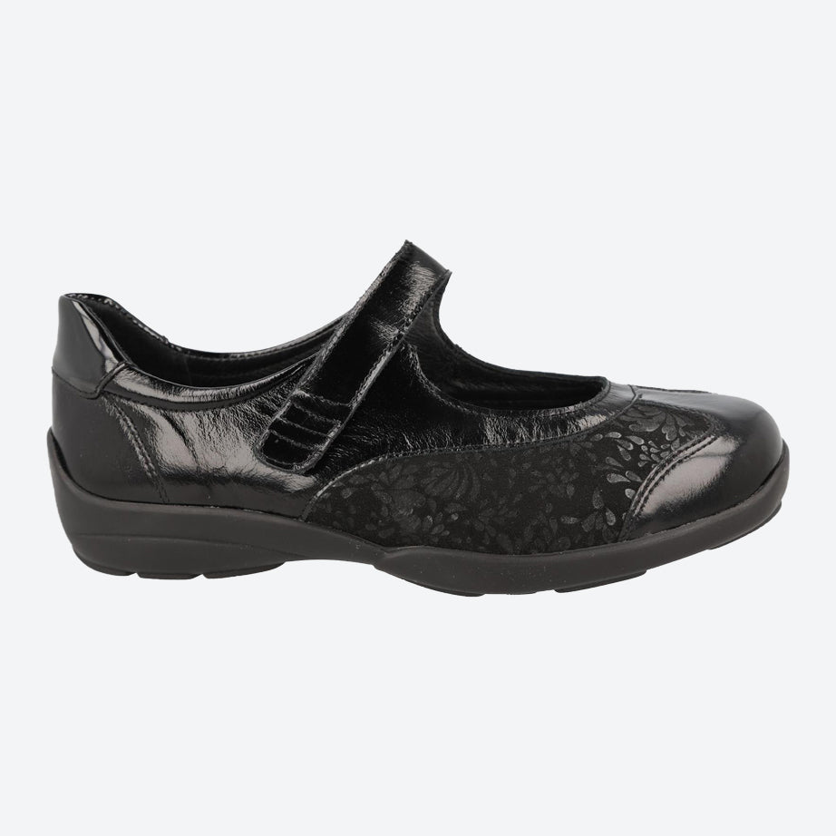 Womens Wide Fit DB Winnipeg Sandals in Black / Stretch - Image 5
