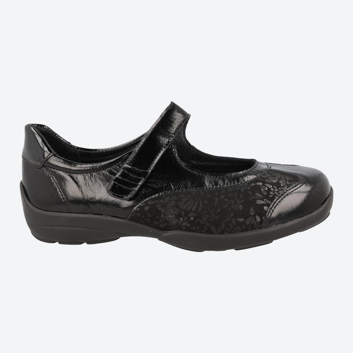 Womens Wide Fit DB Winnipeg Sandals in Black / Stretch - Image 1