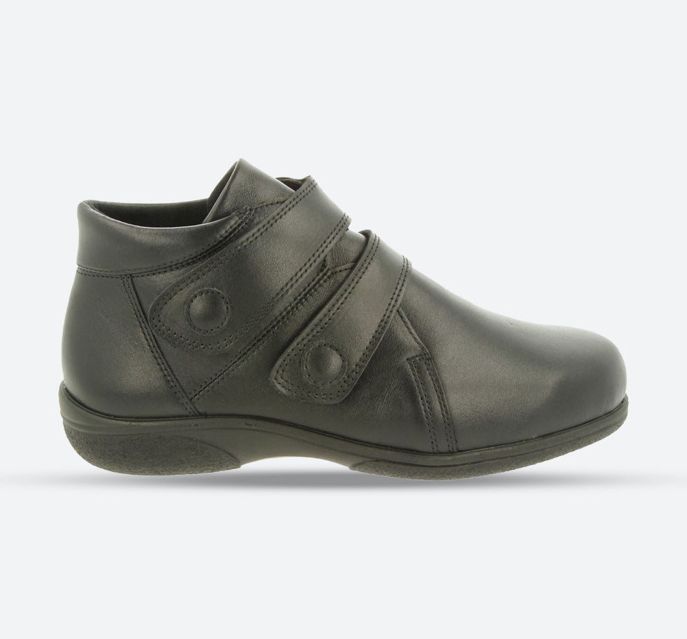 Womens Wide Fit DB Woodpecker Boots in Black Leather - Image 1