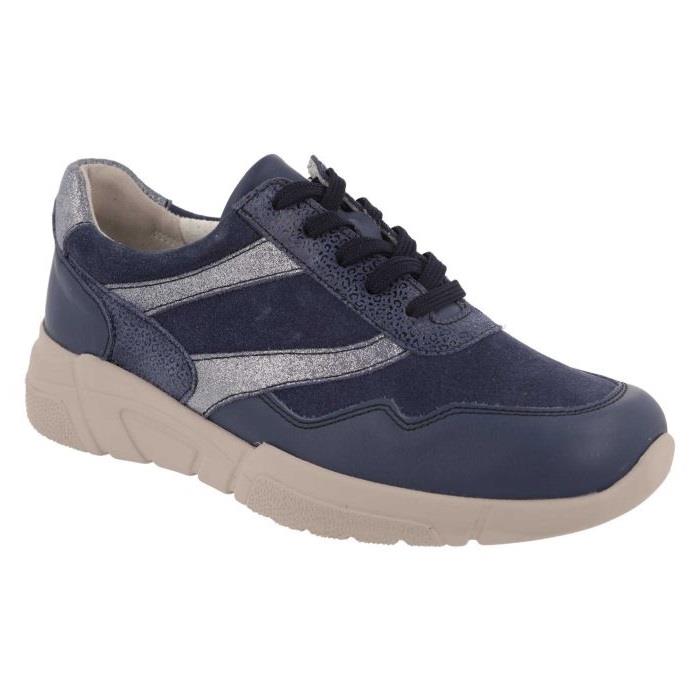 Women's Wide Fit DB Watercress Trainers in Navy Leather / Suede - Image 1