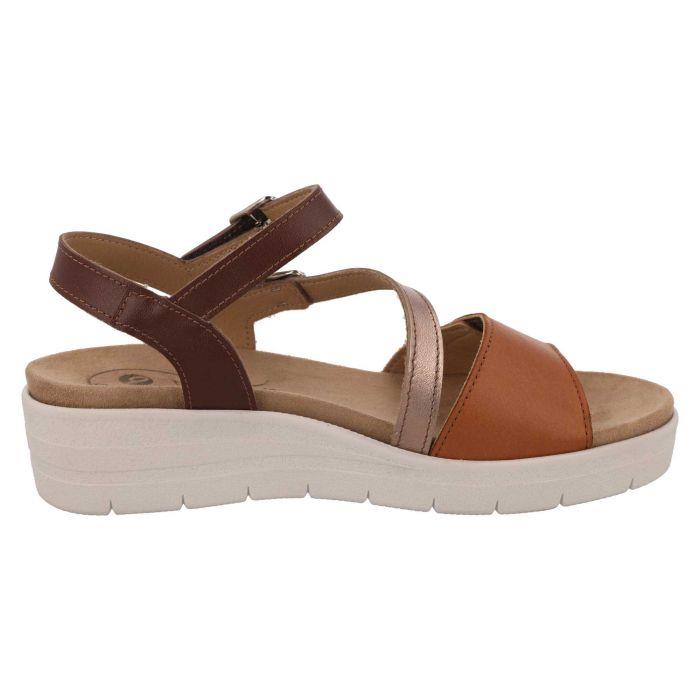 Women's Wide Fit DB Honor Sandals in Gold / Bronze / Silver Leather - Image 4