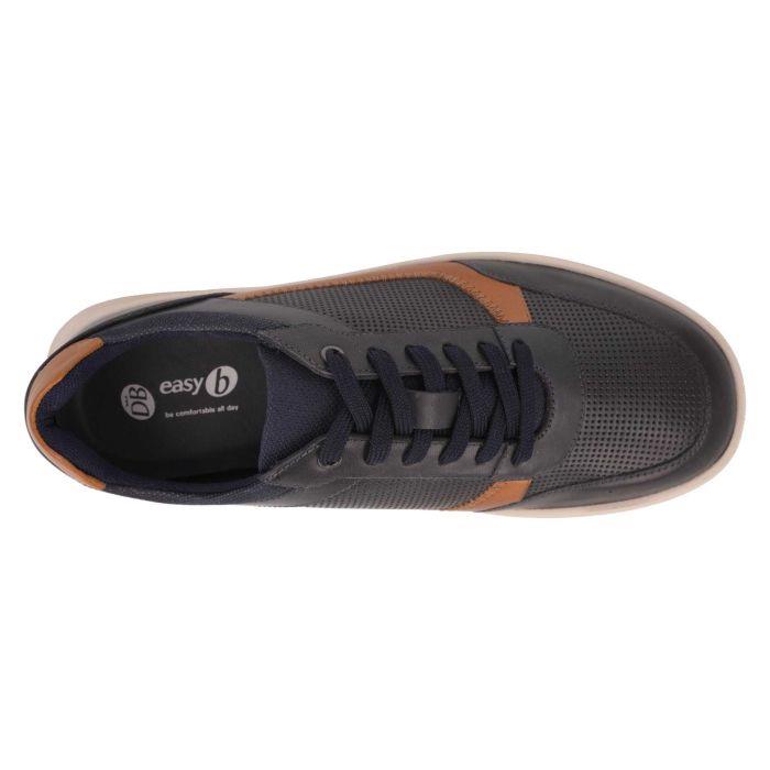 Men's Wide Fit DB Arlo Shoes in Navy / Light Tan Leather - Image 1
