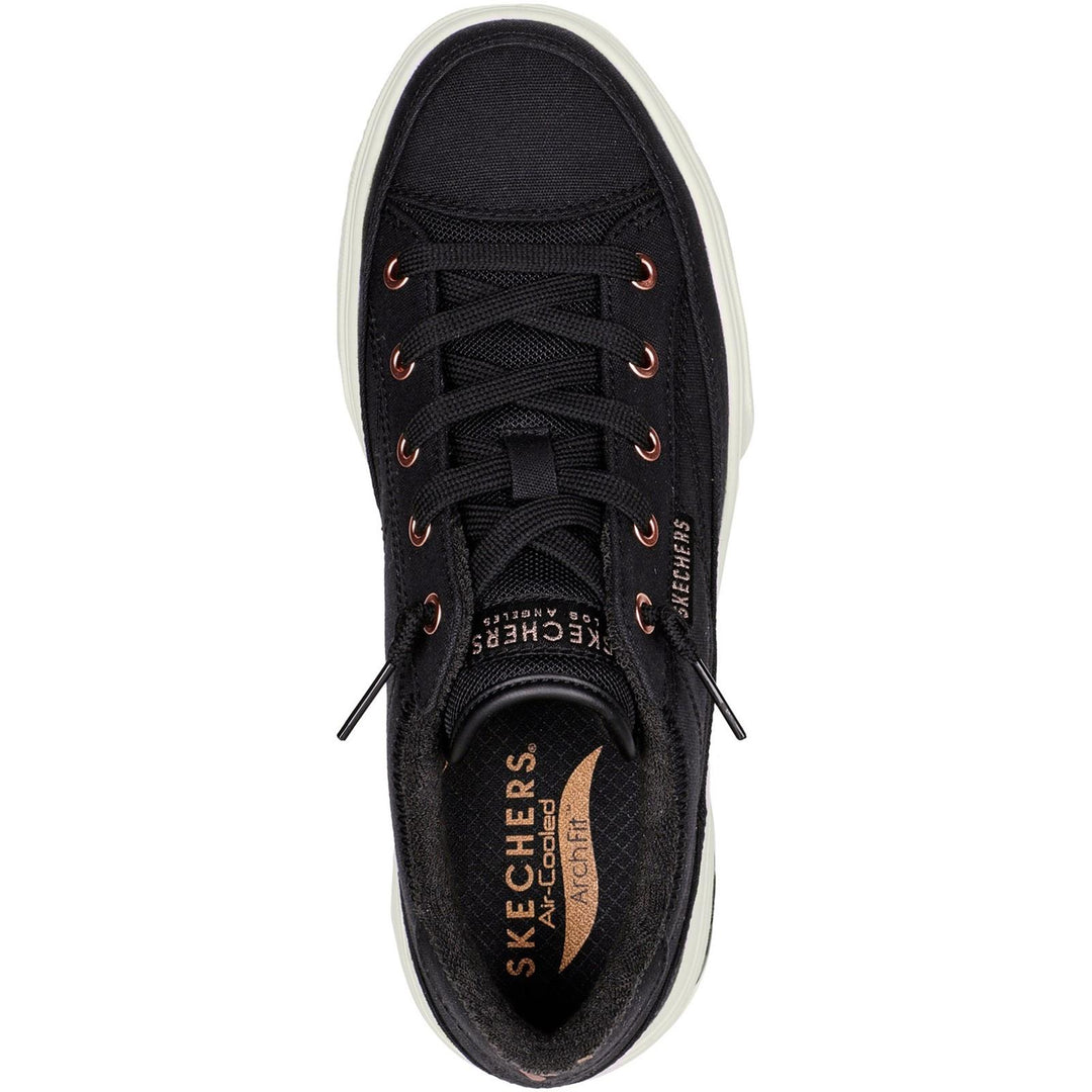 Women's Wide Fit Skechers 177190W Arch Fit Arcade Meet Ya There Shoes - Black in Black - Image 5