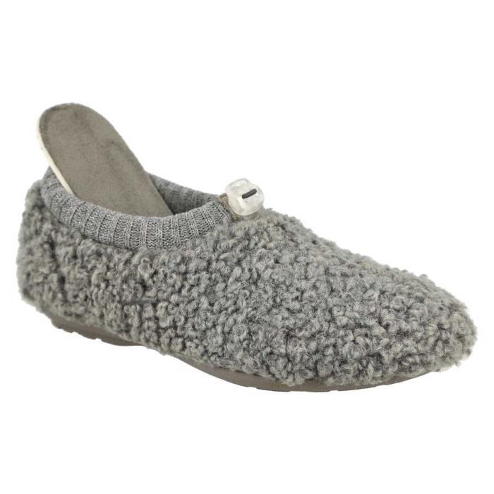 Women's Wide Fit DB Florentine Slippers in Grey Textile - Image 6