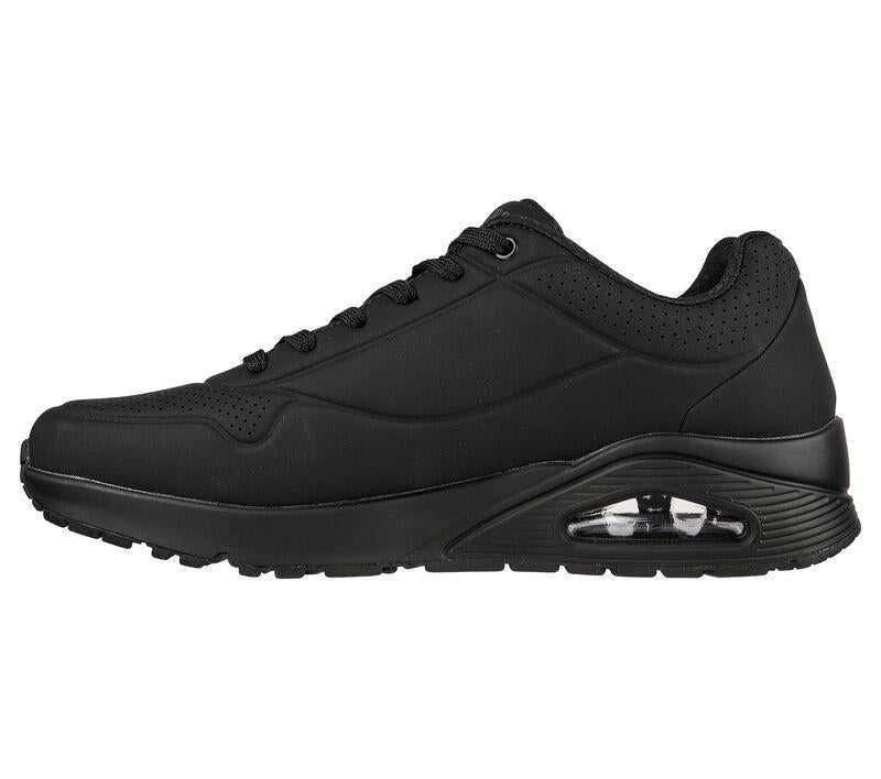 Men's Wide Fit Skechers 52458 Uno - Stand On Air Walking Trainers in Black - Image 4