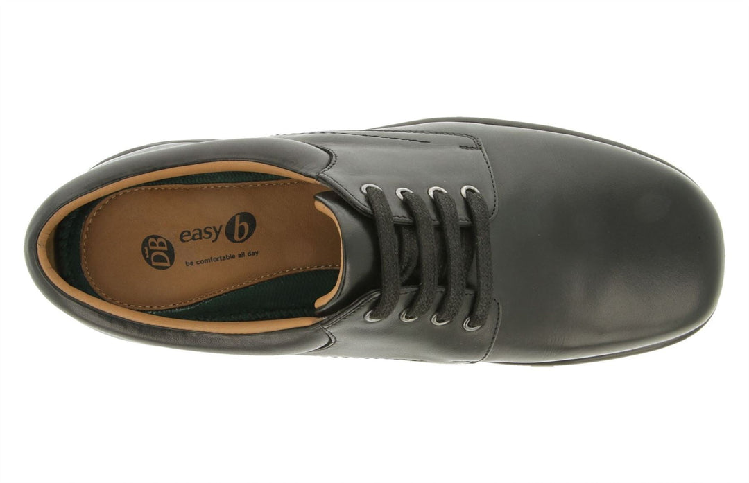 Mens Wide Fit DB Bob Lace Up Luxury Shoes in Black Leather - Image 4