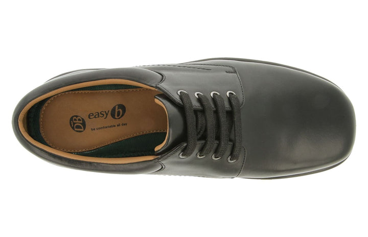 Mens Wide Fit DB Bob Lace Up Luxury Shoes in Black Leather - Image 1