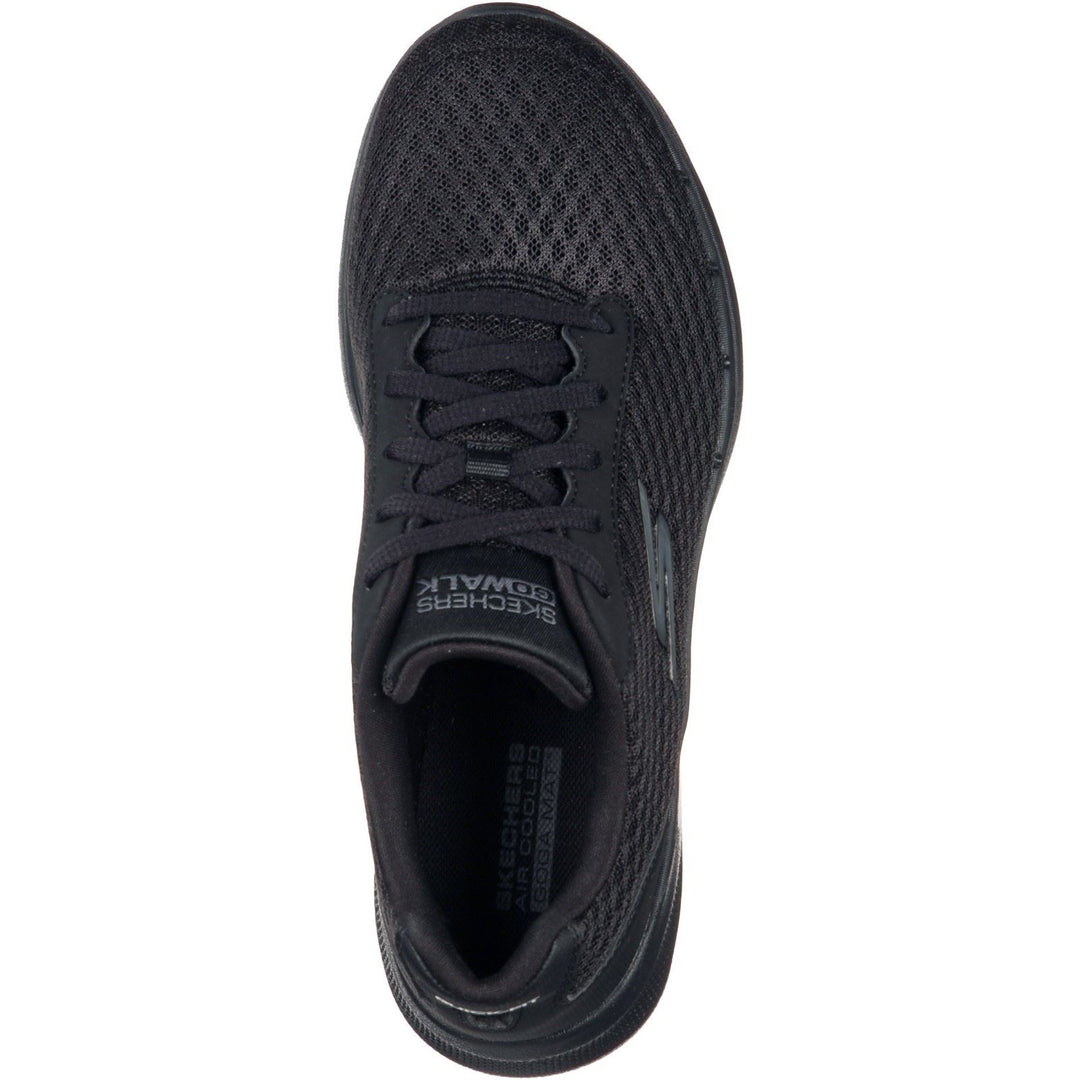 Women's Wide Fit Skechers 124514 Go Walk 6 Iconic Vision Trainers - Black in Black - Image 4