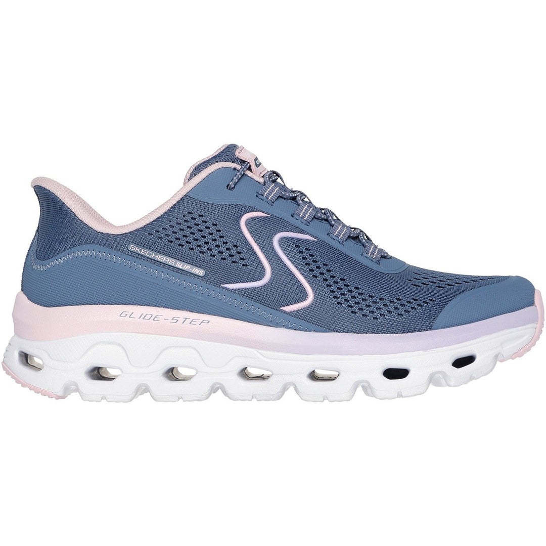 Women's Wide Fit Skechers 180272 Slip-ins Glide Step Sole Trainers in Slate/Pink - Image 2