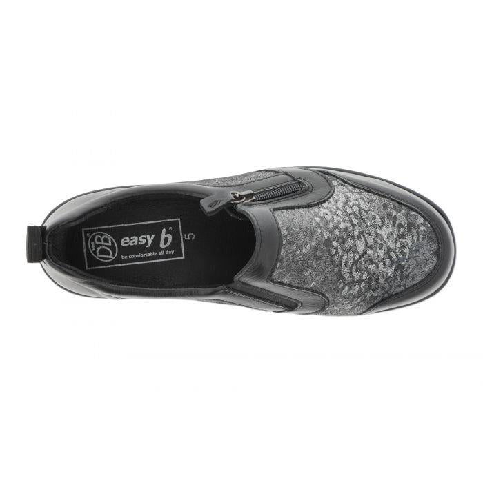 Women's Wide Fit DB Manx Shoes in Black Lea / Stretch - Image 1